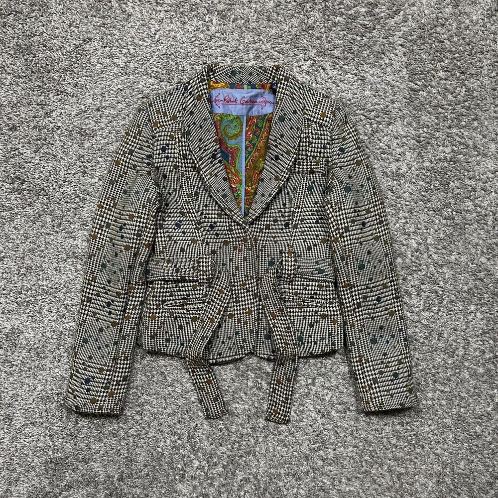 Robert Graham Wool Blazer Suit Jacket Herringbone Geometric Pattern Size 4 Women - Picture 10 of 10